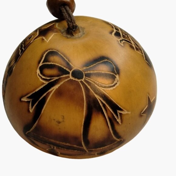 Bonaire Gourd Christmas Ornament  Pyrography Coastal Tropical Craft Folk Art - Picture 3 of 9